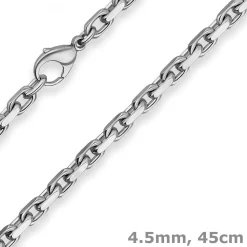 4,5mm Ankerkette diamantiert Collier Halskette aus 925 Silber rhodiniert 45cm