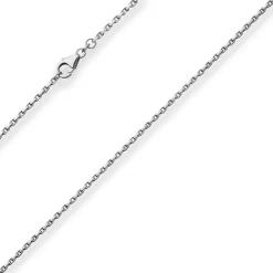 1,7mm Ankerkette diamantiert Collier Halskette aus 925 Silber rhodiniert 55cm