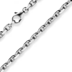 4mm Ankerkette diamantiert Collier Halskette aus 925 Silber rhodiniert 50cm
