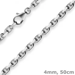 4mm Ankerkette diamantiert Collier Halskette aus 925 Silber rhodiniert 50cm