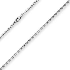 2,5mm Ankerkette diamantiert Collier Halskette aus 925 Silber rhodiniert 50cm