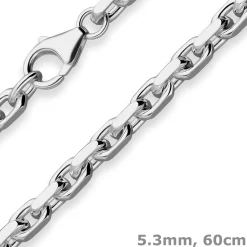 5,3mm Ankerkette diamantiert Collier Halskette aus 925 Silber rhodiniert 60cm