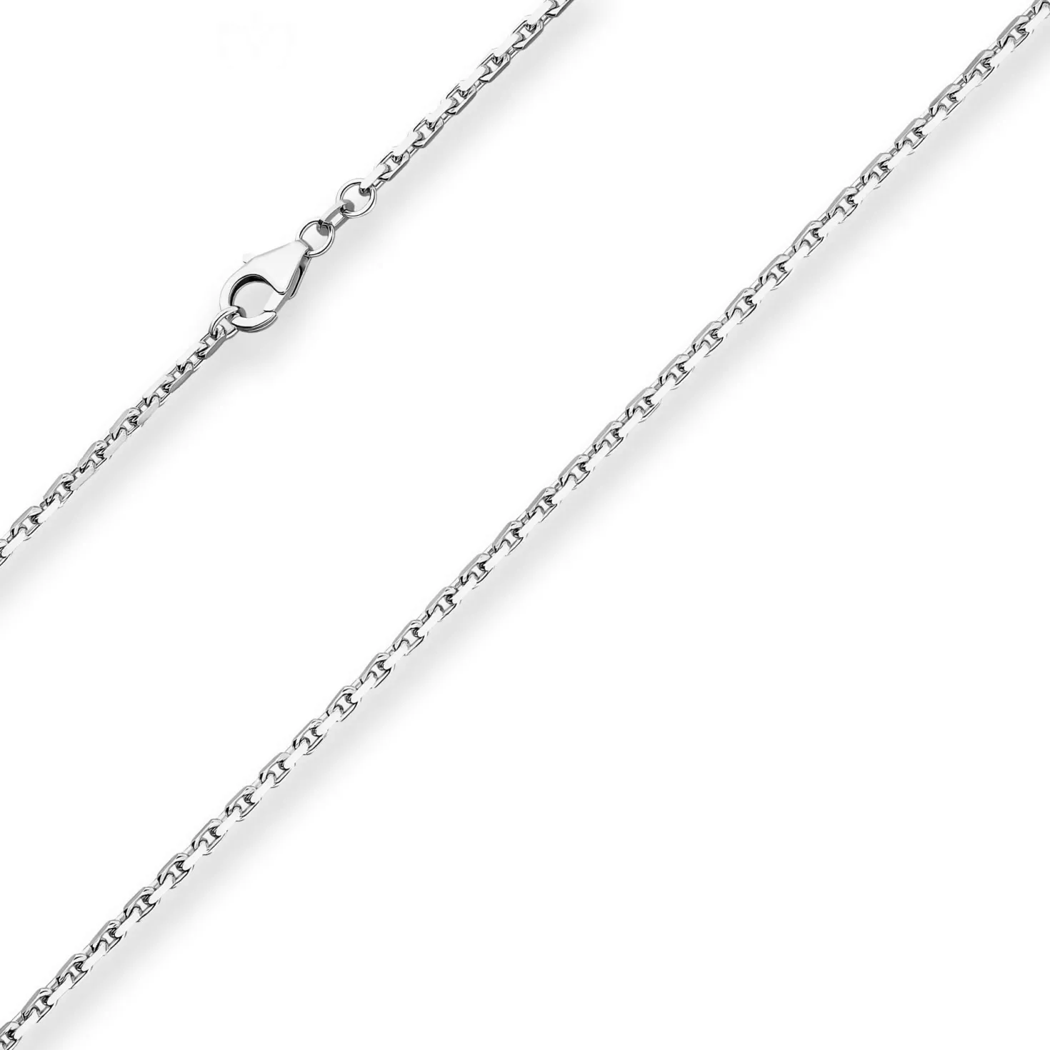 2mm Ankerkette diamantiert Collier Halskette aus 925 Silber rhodiniert 60cm