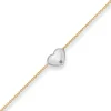 0,5mm Ankerkette diamantiert Collier Herz Halskette aus 375 Gold gelb/weiß 38cm
