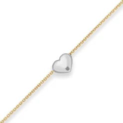 0,5mm Ankerkette diamantiert Collier Herz Halskette aus 375 Gold gelb/weiß 38cm