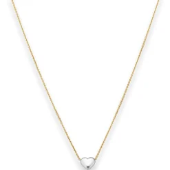 0,5mm Ankerkette diamantiert Collier Herz Halskette aus 375 Gold gelb/weiß 38cm