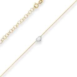 0,5mm Ankerkette diamantiert Collier Herz Halskette aus 375 Gold gelb/weiß 38cm