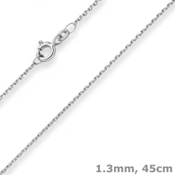 1,3mm Ankerkette diamantiert Collier 925 Silber rhodiniert 45cm mit Zwischenöse