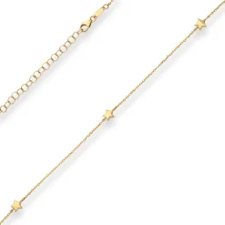 1,2mm Ankerkette diamantiert Collier 5 Sterne hohl aus 375 Gelbgold 38cm