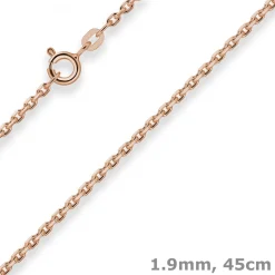 1,9mm Ankerkette diamantiert Kette Collier Halskette aus 585 Gold Rotgold 45cm