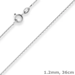 1,2mm Ankerkette diamantiert Kette Collier Halskette aus 585 Gold Weißgold 36cm