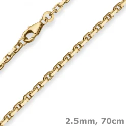 2,5mm Ankerkette diamantiert Kette Collier Halskette aus 585 Gold Gelbgold 70cm
