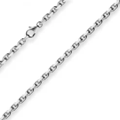 4mm Ankerkette diamantiert Kette Collier Halskette aus 750 Gold Weißgold 45cm