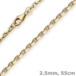 2,5mm Ankerkette diamantiert Kette Collier Halskette aus 333 Gold Gelbgold 55cm