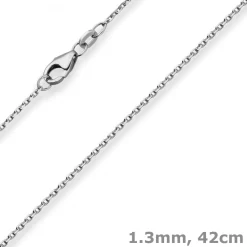 1,3mm Ankerkette diamantiert Kette Collier Halskette aus 750 Gold Weißgold 42cm