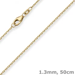 1,3mm Ankerkette diamantiert Kette Collier Halskette aus 750 Gold Gelbgold 50cm