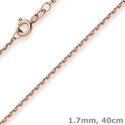 1,7mm Ankerkette diamantiert Kette Collier Halskette aus 585 Gold Rotgold 40cm