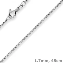 1,7mm Ankerkette diamantiert Kette Collier Halskette aus 333 Gold Weißgold 45cm