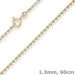 1,3mm Ankerkette diamantiert Kette Collier Halskette aus 333 Gold Gelbgold 60cm