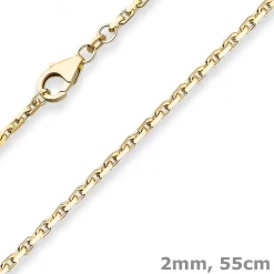 2mm Ankerkette diamantiert Kette Collier Halskette aus 333 Gold Gelbgold 55cm
