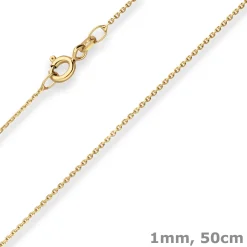 1mm Ankerkette diamantiert Kette Collier Halskette aus 585 Gold Gelbgold 50cm