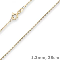 1,3mm Ankerkette diamantiert Kette Collier Halskette aus 585 Gold Gelbgold 38cm
