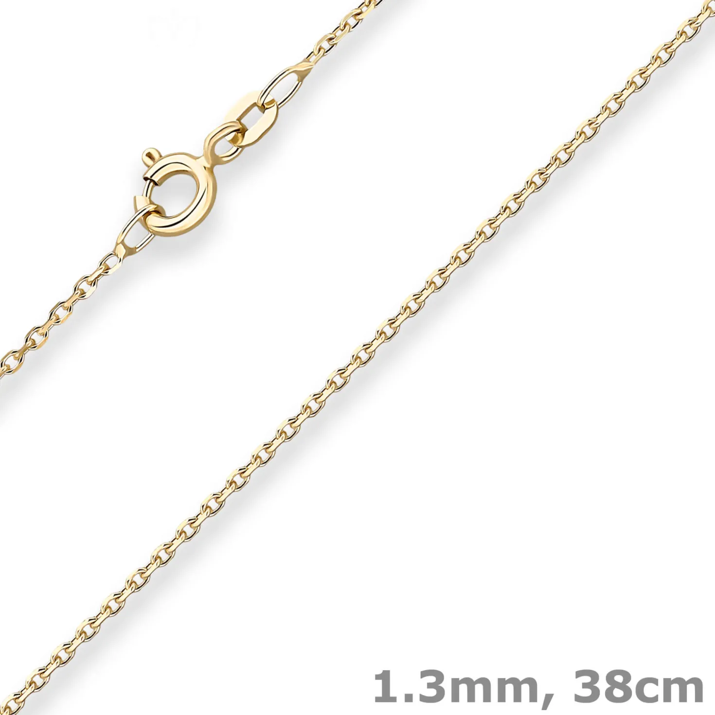 1,3mm Ankerkette diamantiert Kette Collier Halskette aus 585 Gold Gelbgold 38cm