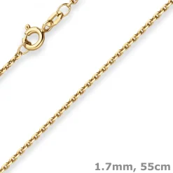 1,7mm Ankerkette diamantiert Kette Collier Halskette aus 333 Gold Gelbgold 55cm