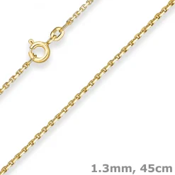 1,3mm Ankerkette diamantiert Kette Collier Halskette aus 333 Gold Gelbgold 45cm