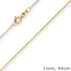 1mm Ankerkette diamantiert Kette Collier Halskette aus 585 Gold Gelbgold 40cm