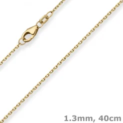 1,3mm Ankerkette diamantiert Kette Collier Halskette aus 750 Gold Gelbgold 40cm