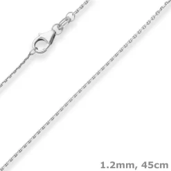 1,2mm Ankerkette diamantiert Kette Collier Halskette aus 333 Gold Weißgold 45cm