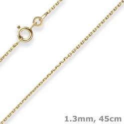 1,3mm Ankerkette diamantiert Kette Collier Halskette aus 333 Gold Gelbgold 45cm