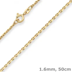 1,6mm Ankerkette diamantiert Kette Collier Halskette aus 333 Gold Gelbgold 50cm