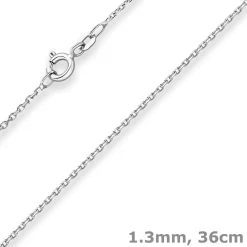 1,3mm Ankerkette diamantiert Kette Collier Halskette aus 333 Gold Weißgold 36cm