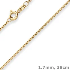 1,7mm Ankerkette diamantiert Kette Collier Halskette aus 333 Gold Gelbgold 38cm