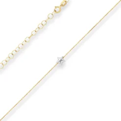 0,5mm Ankerkette diamantiert Kette Collier Stern aus 375 Gold gelb/weiß 38cm