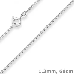 1,3mm Ankerkette diamantiert Silberkette Collier Halskette aus 925 Silber 60cm