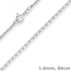 1,6mm Ankerkette diamantiert Silberkette Collier Halskette aus 925 Silber 80cm