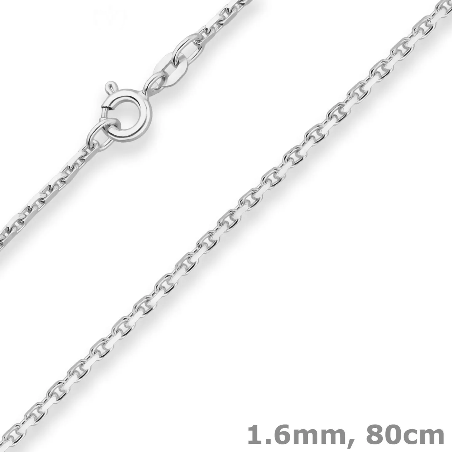 1,6mm Ankerkette diamantiert Silberkette Collier Halskette aus 925 Silber 80cm