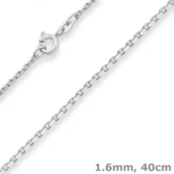 1,6mm Ankerkette diamantiert Silberkette Collier Halskette aus 925 Silber 40cm