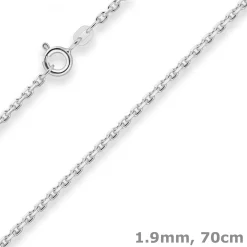 1,9mm Ankerkette diamantiert Silberkette Collier Halskette aus 925 Silber 70cm