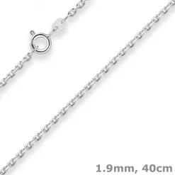 1,9mm Ankerkette diamantiert Silberkette Collier Halskette aus 925 Silber 40cm