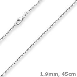 1,9mm Ankerkette diamantiert Silberkette Collier Halskette aus 925 Silber 45cm