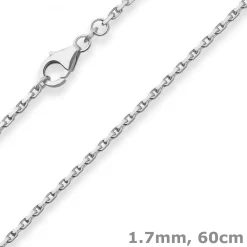 1,7mm Ankerkette diamantiert Silberkette Collier Halskette aus 925 Silber 60cm