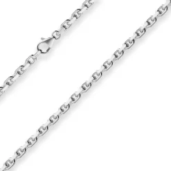 4mm Ankerkette diamantiert Silberkette Collier Halskette aus 925 Silber 55cm