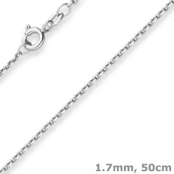 1,7mm Ankerkette diamantiert Silberkette Collier Halskette aus 925 Silber 50cm