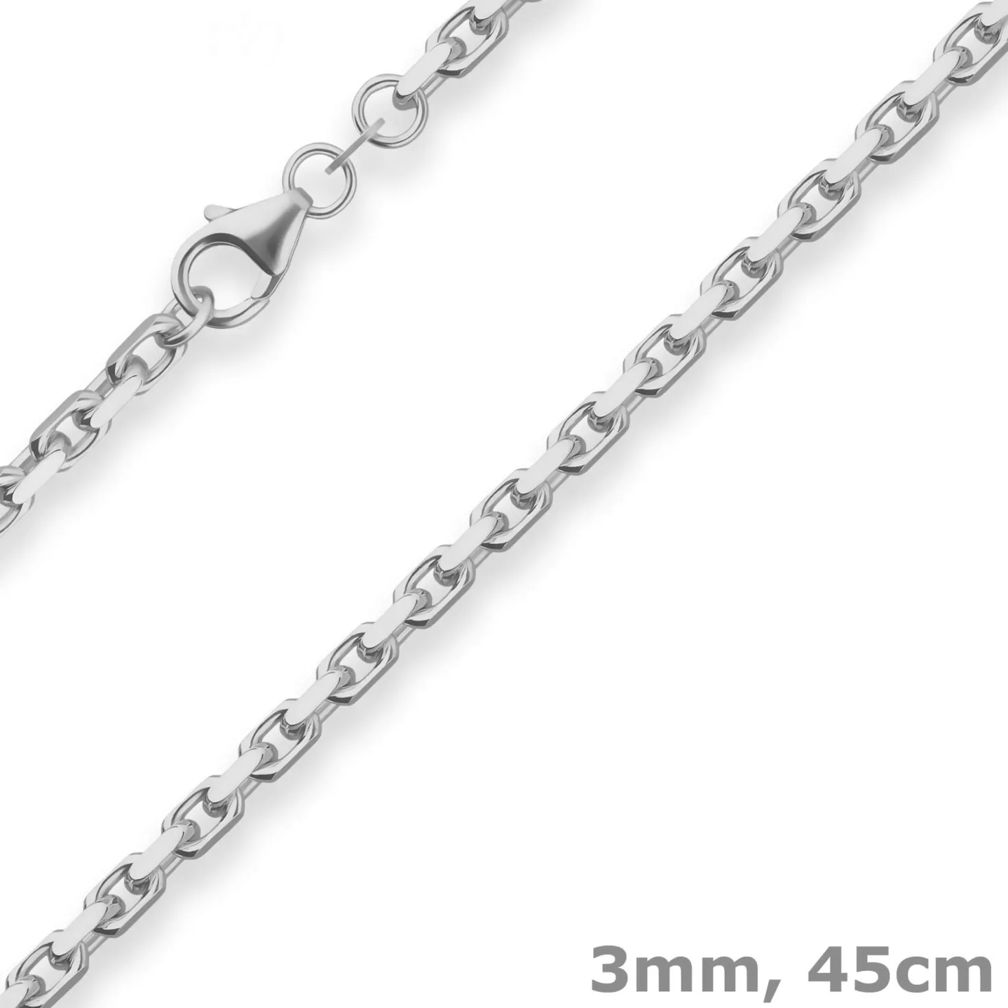 3mm Ankerkette diamantiert Silberkette Collier Halskette aus 925 Silber 45cm