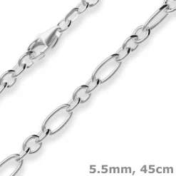 5,5mm Ankerkette-Figaro Silberkette Collier Halskette aus 925 Silber 45cm
