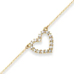 1,3mm Ankerkette flach Collier Herz 585 Gold gelb/weiß 46cm mit Zwischenöse